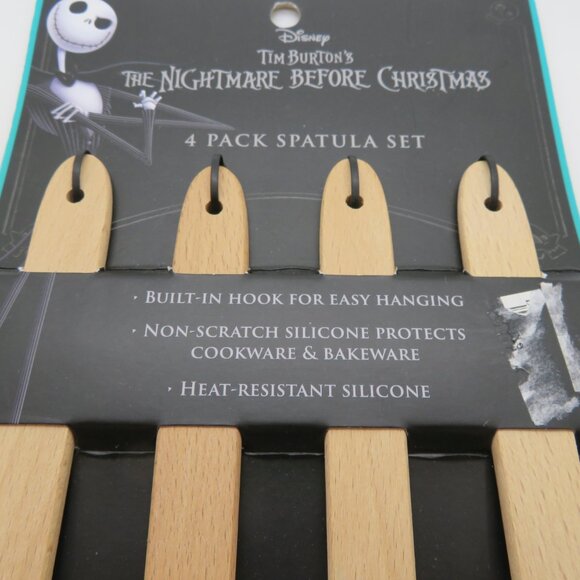 Silicone Spatula Nightmare Before Christmas 4 Pack Set Short Wood Handle New - Picture 3 of 12